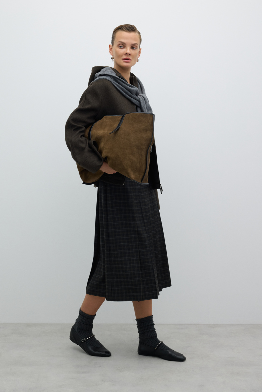 %100 Deri Askılı Omuz Çantası Yağ Yeşili - Roman (1)