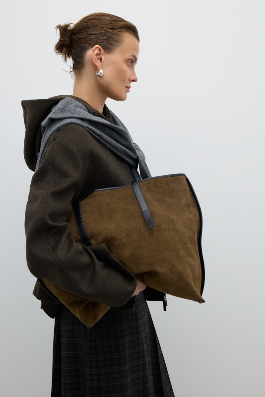 %100 Deri Askılı Omuz Çantası Yağ Yeşili - Roman