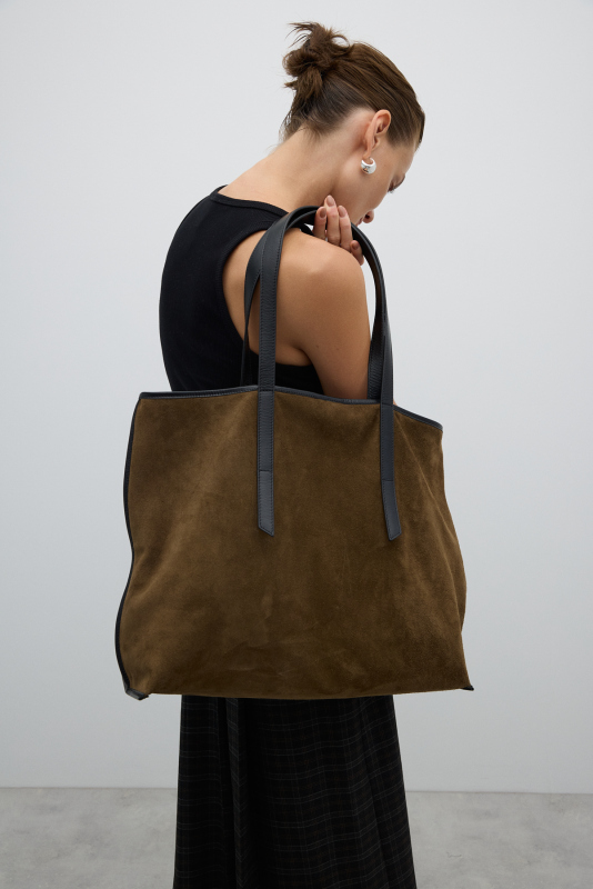 %100 Deri Askılı Omuz Çantası Yağ Yeşili - 4