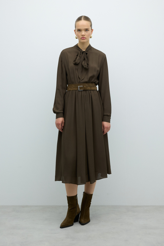 %100 Deri Çift Dolamalı Kemer Yağ Yeşili - Roman (1)