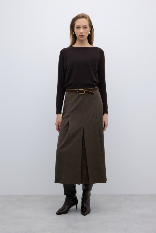 %100 Deri Gold Toka Detaylı Kemer Acı Kahve - 2