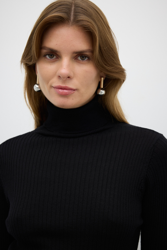 %100 Yün Balıkçı Yaka Triko Siyah - 3