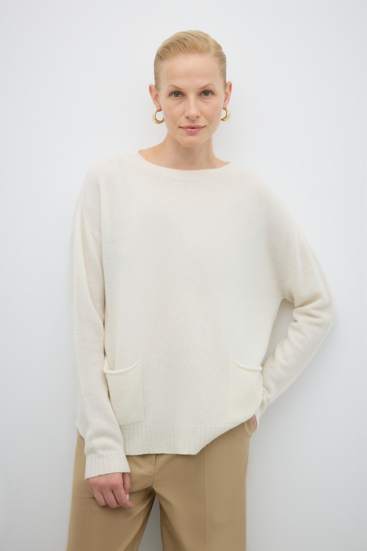 %100 Yün Çift Cepli Triko Kum - 4