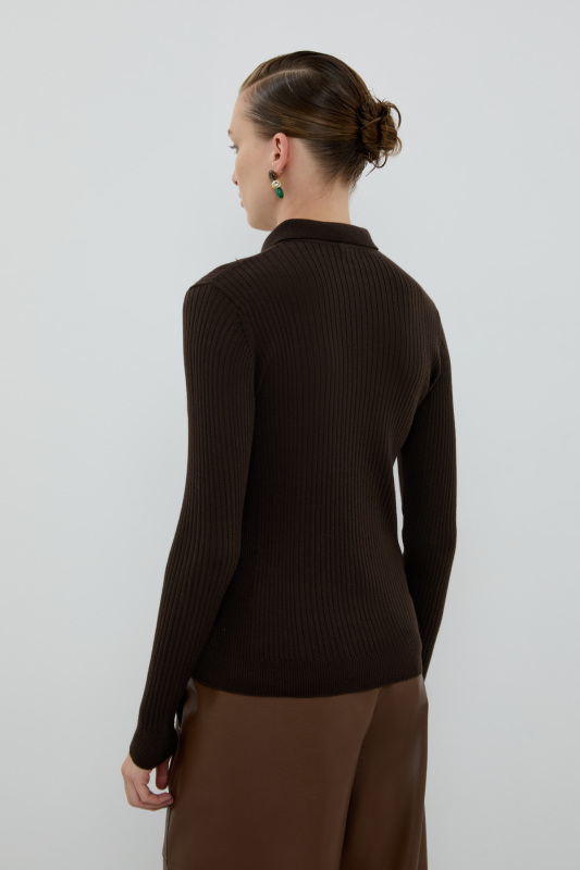 %100 Yün Düğme Detaylı Triko Kahve - Roman (1)
