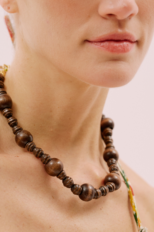 Ahşap Detaylı Kolye Standart Renk - Roman (1)