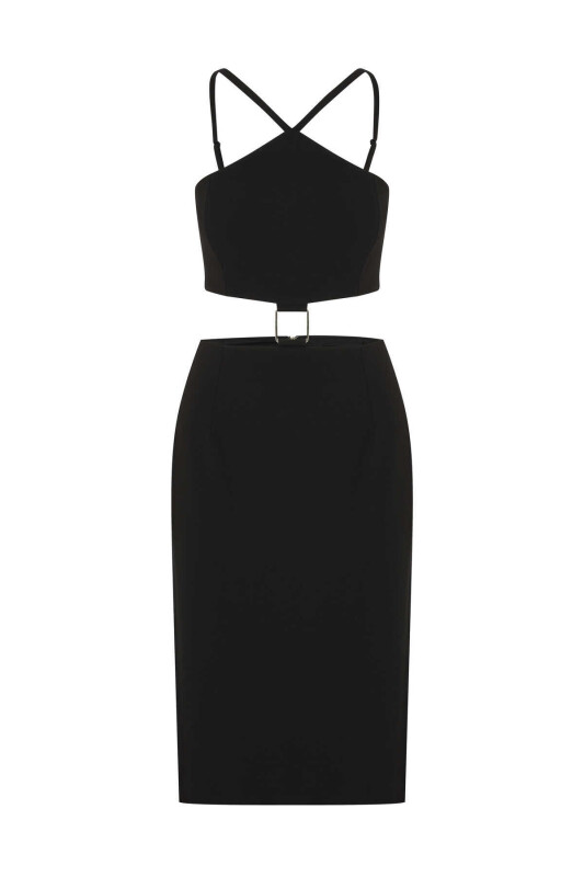 Aksesuarlı Abiye Elbise Siyah - 4