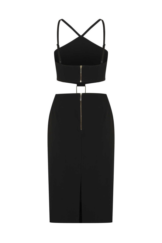 Aksesuarlı Abiye Elbise Siyah - 5