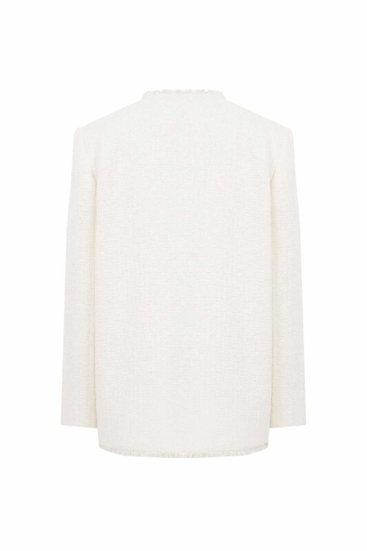  Altın Düğmeli Kruvaze Tüvit Ceket Kemik - 5