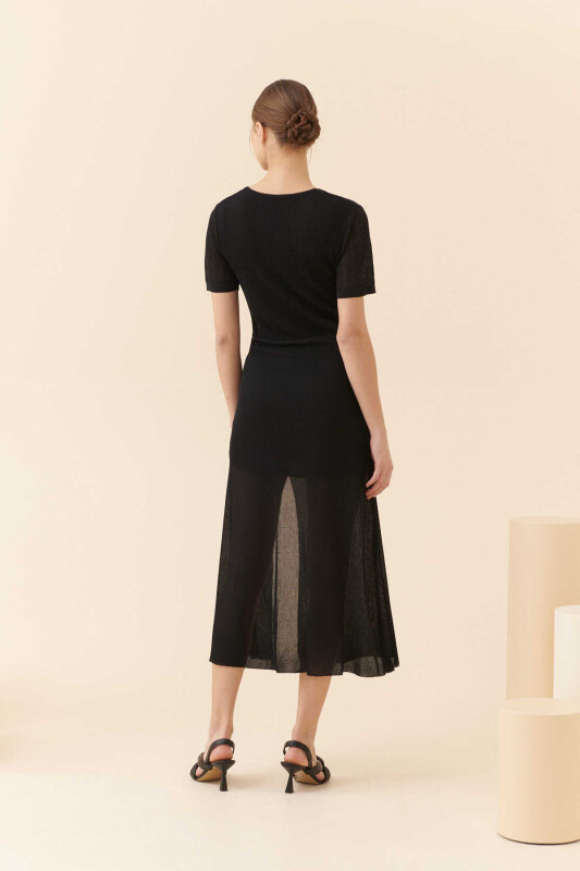  Anvelop Triko Elbise Siyah - Roman (1)