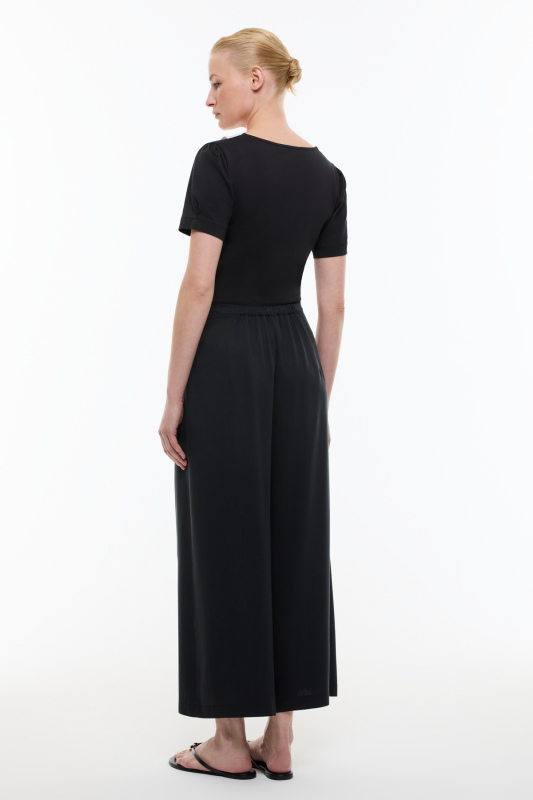 Arka Beli Lastikli Geniş Paça Pantolon Lacivert - Roman (1)