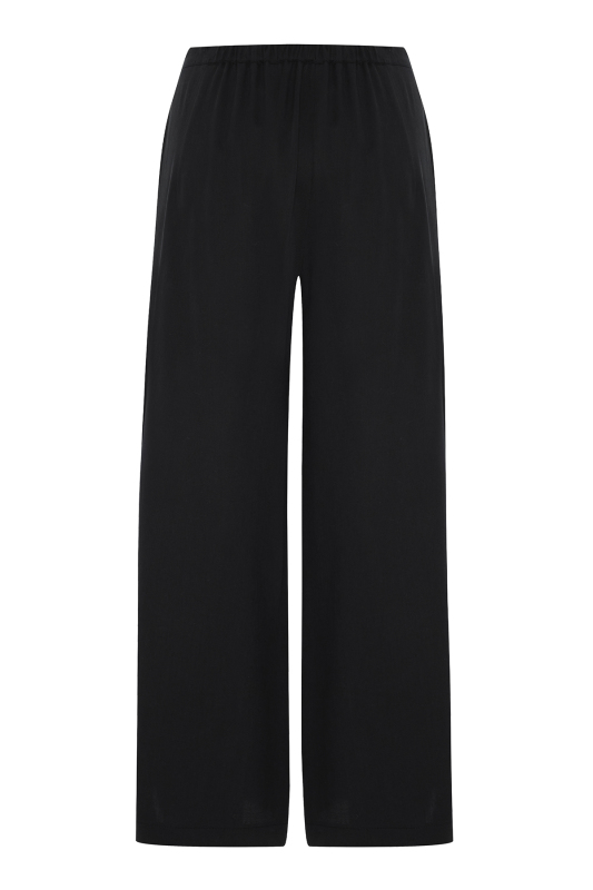 Arka Beli Lastikli Geniş Paça Pantolon Lacivert - 5