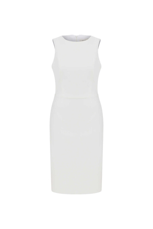  Arkası Cut Out Detaylı Midi Elbise Ekru - 4