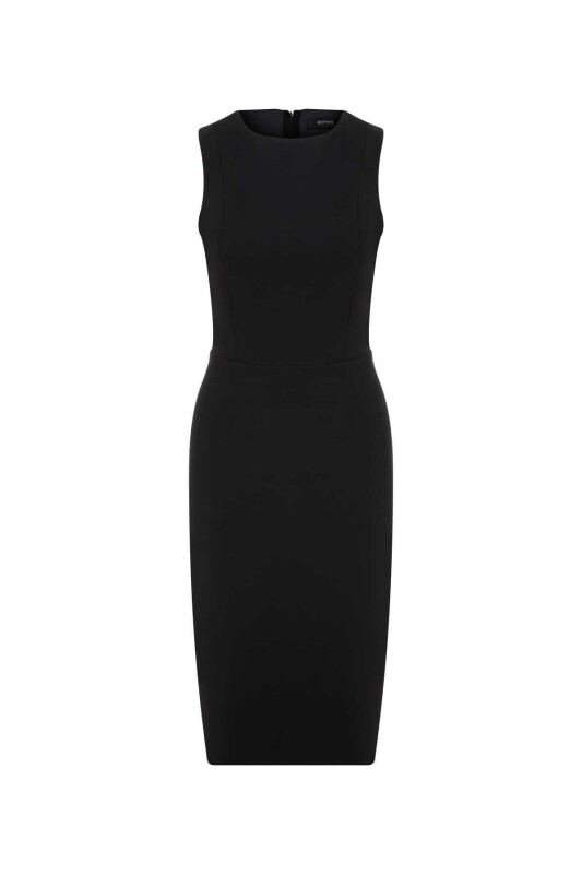  Arkası Cut Out Detaylı Midi Elbise Siyah - 4