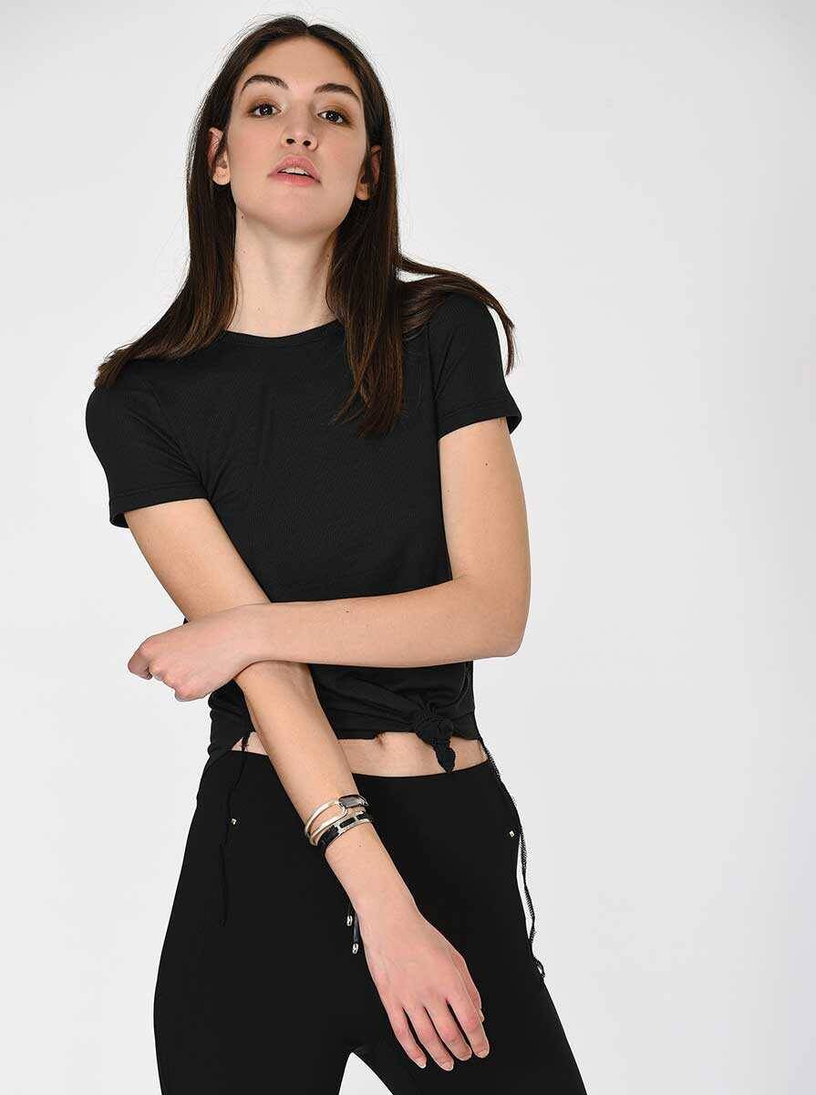 Asimetrik Kesim T-Shirt Siyah - 3