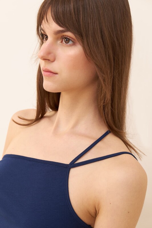 Strappy Blouse Navy - 3