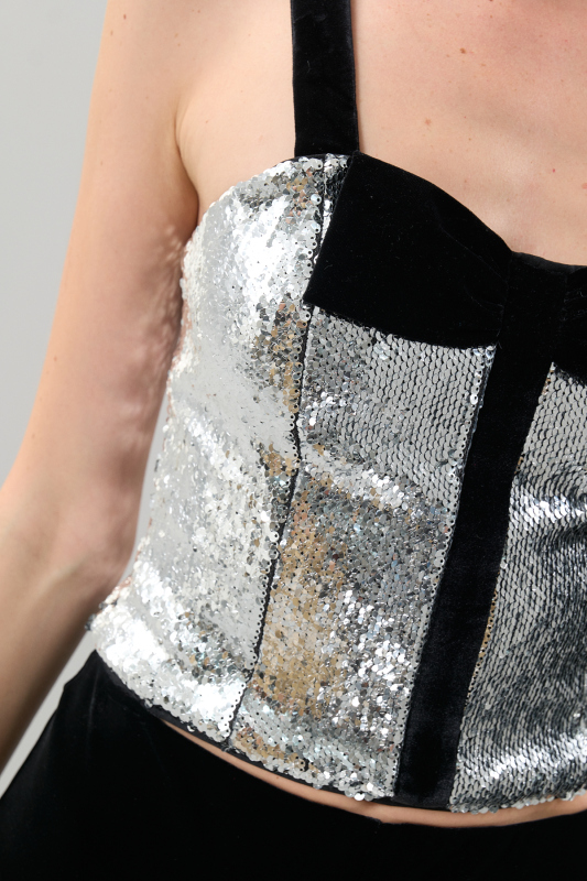 Askılı Payet Büstiyer Gümüş - 4