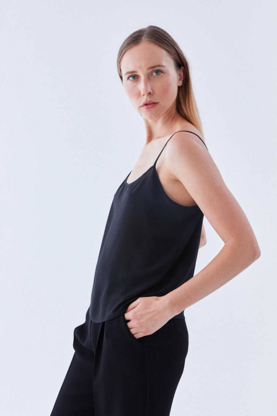 Askılı Şifon Bluz Siyah - 3