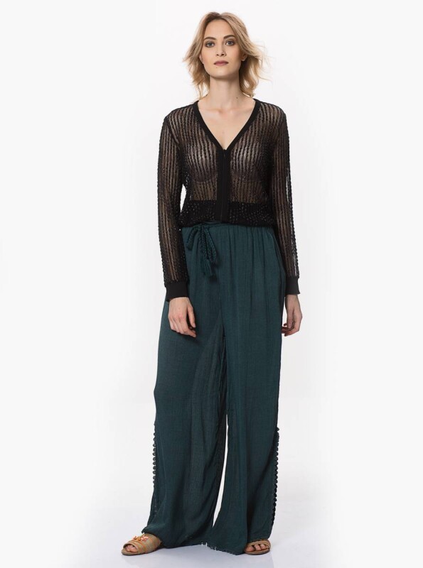 Bağcık Detaylı Etnik Pantolon Antrasit - Roman