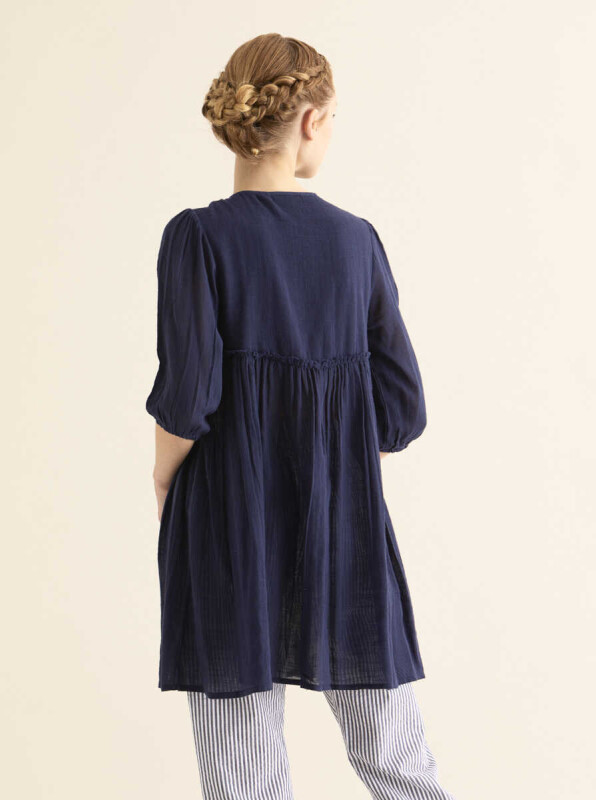 Bağcık Detaylı Kadın Kimono Lacivert - Roman (1)