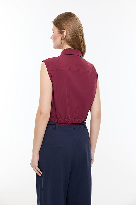 Bağcık Detaylı Pileli Geniş Paça Pantolon Lacivert - 5