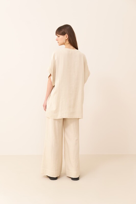 Bağlama Detaylı Bluz Naturel - Roman (1)