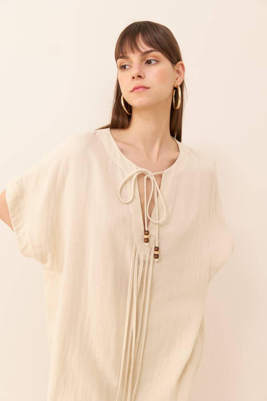 Tie Detailed Blouse Natural - 5