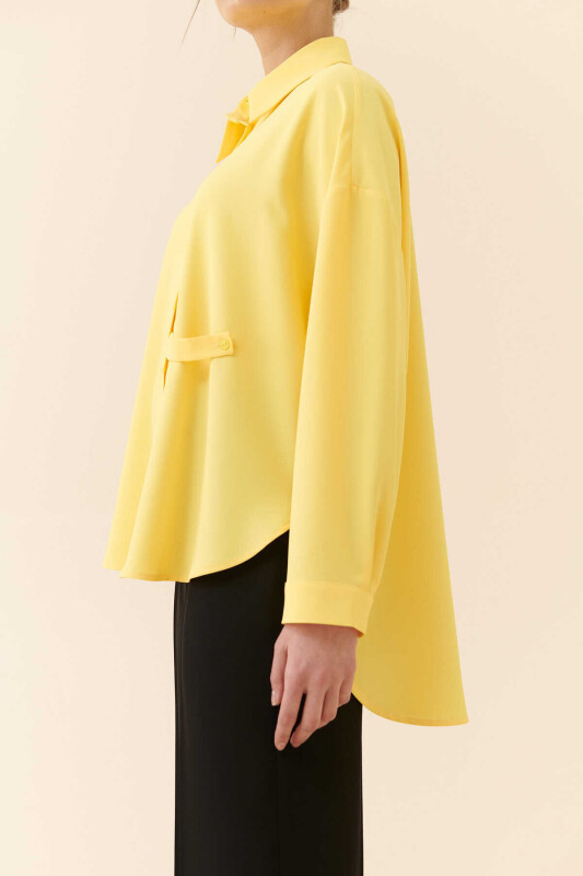  Bağlama Detaylı Krep Gömlek Sarı - 3