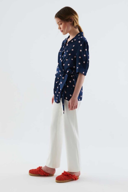 Bağlamalı Kruvaze Kadın Gömlek Standart Renk - 5