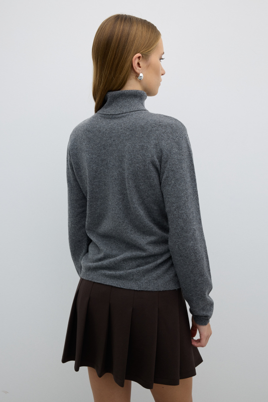 Balıkçı Yaka Triko Kazak Gri - 2