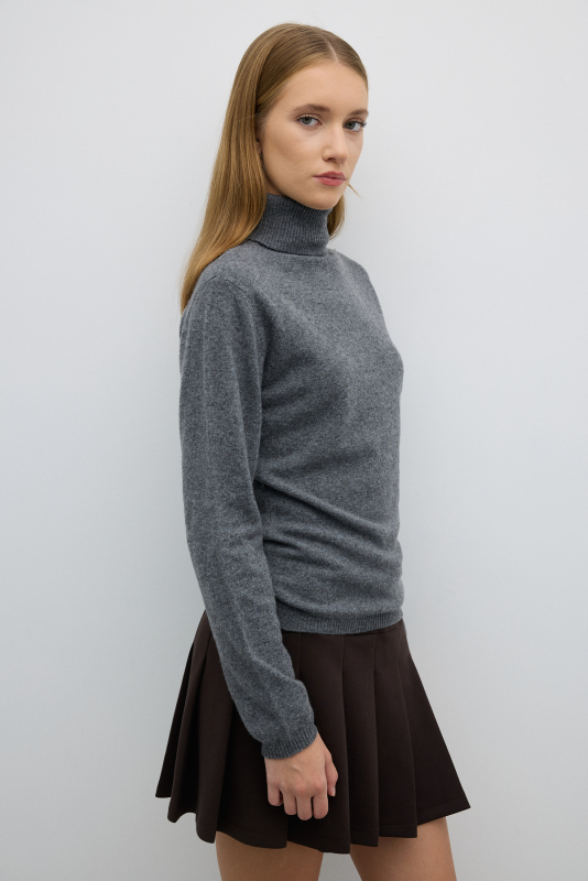 Balıkçı Yaka Triko Kazak Gri - 4