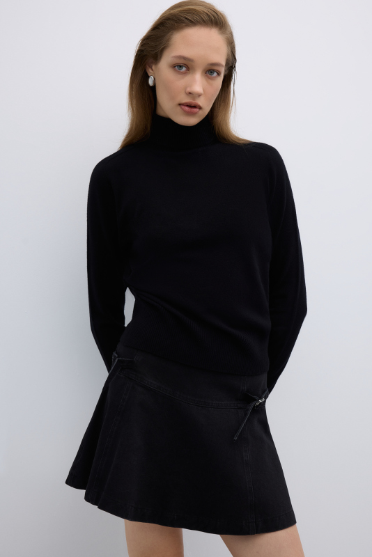 Balıkçı Yaka Triko Siyah - 1