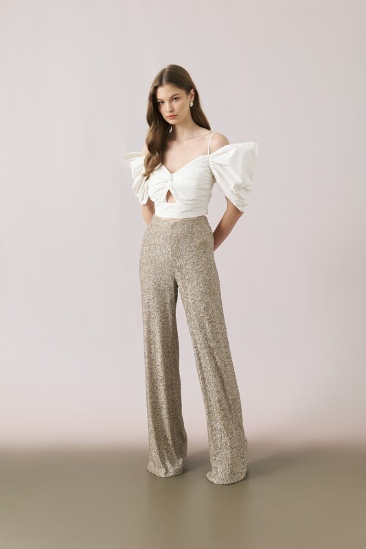 Balon Kol Tafta Büstiyer Beyaz - Roman (1)