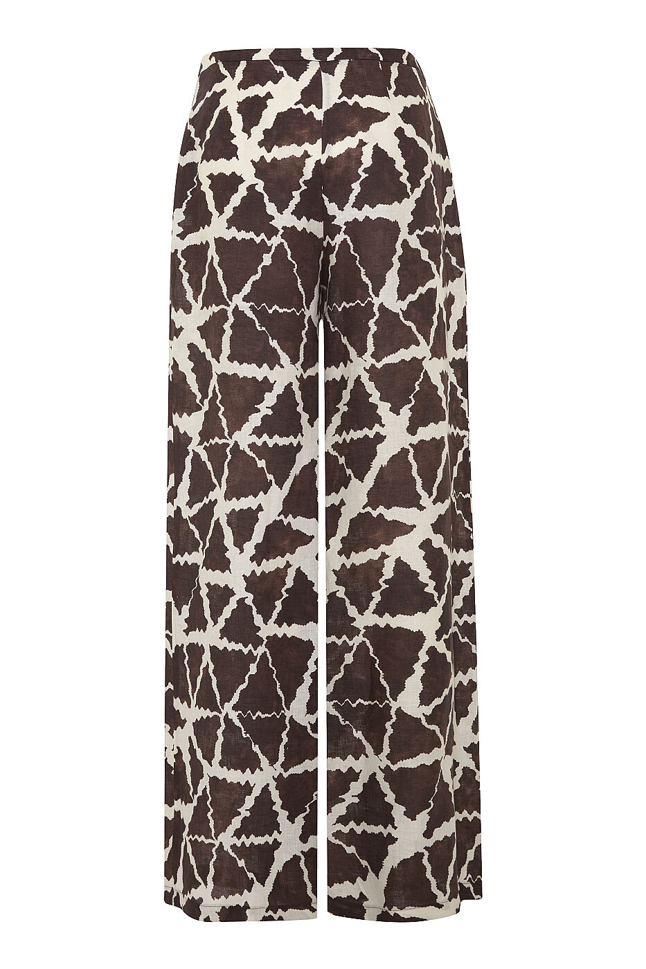 Baskı Detaylı Geniş Paça Pantolon Kahve-Bej - 5