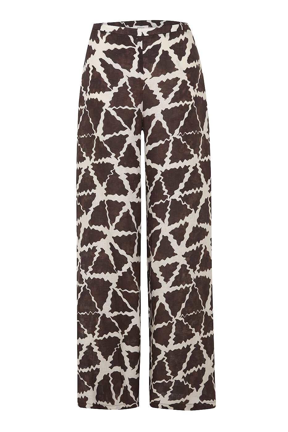 Baskı Detaylı Geniş Paça Pantolon Kahve-Bej - 6