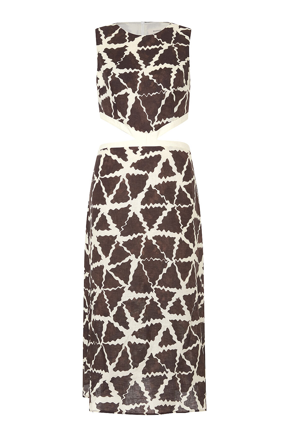 Baskı Detaylı Kolsuz Elbise Kahve-Bej - 5