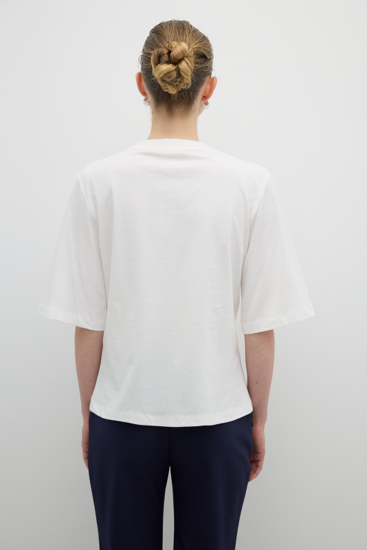 Baskılı Kısa Kol T-shirt Ekru - 2
