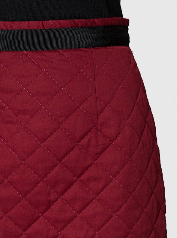  Bel Detaylı Mini Etek Bordo - 4
