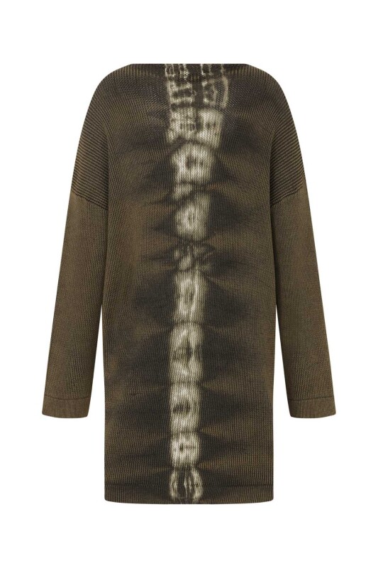 Belden Bağlamalı Desenli Kadın Triko Hırka Standart Renk - 5