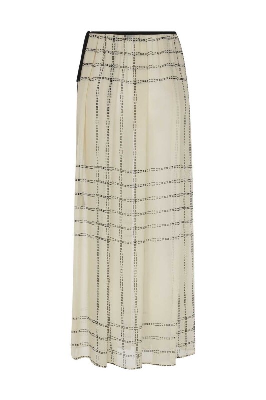 Belden Bağlamalı Desenli Uzun Etek Standart Renk - 5
