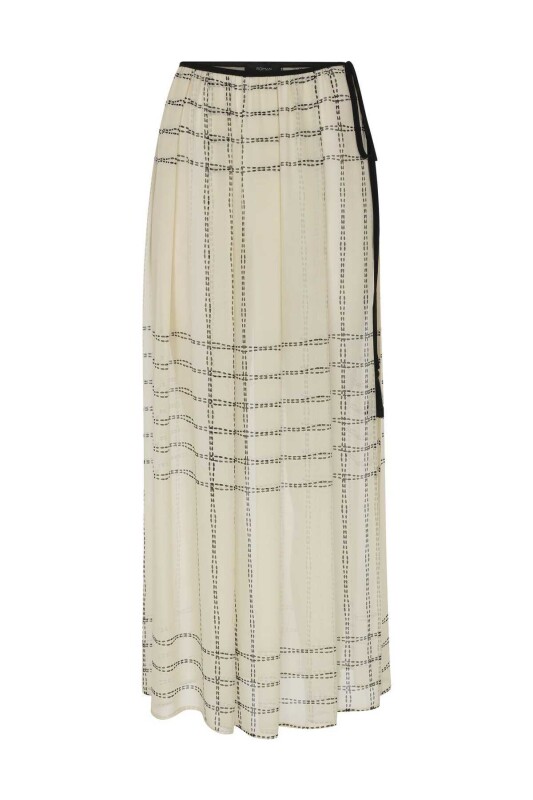 Belden Bağlamalı Desenli Uzun Etek Standart Renk - 4