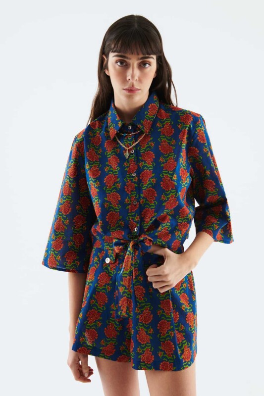 Belden Bağlamalı Kadın Gömlek Standart Renk - 3