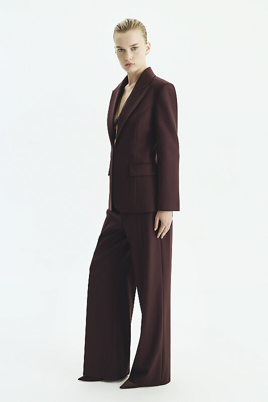 Bele Oturan Agraflı Blazer Ceket Bordo - 4