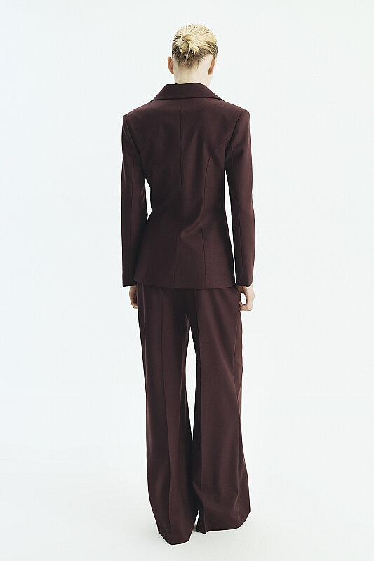 Bele Oturan Agraflı Blazer Ceket Bordo - Roman (1)