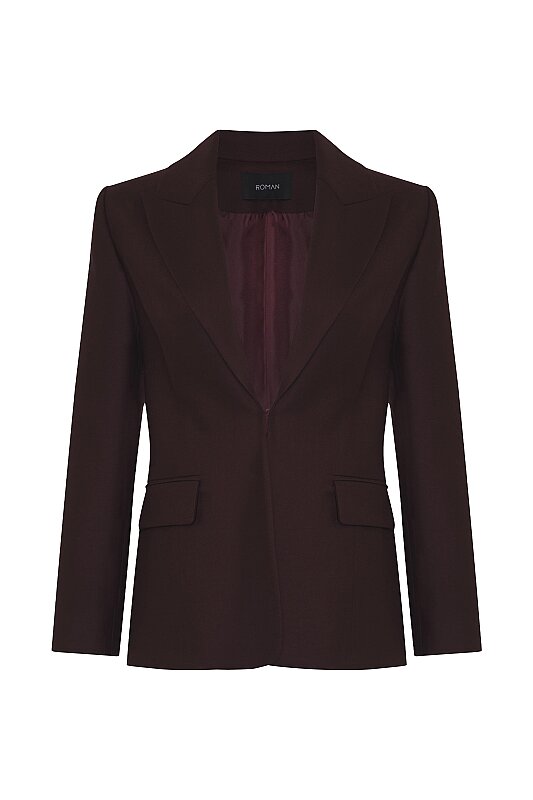 Bele Oturan Agraflı Blazer Ceket Bordo - 5