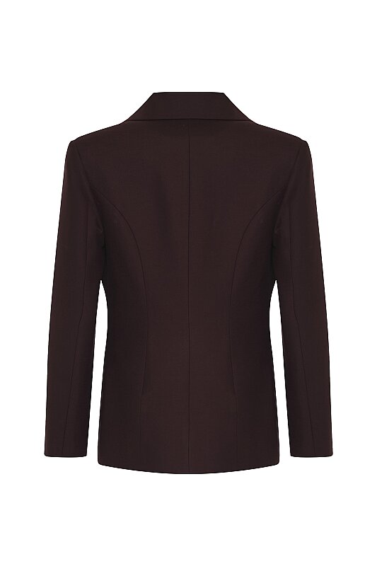 Bele Oturan Agraflı Blazer Ceket Bordo - 6