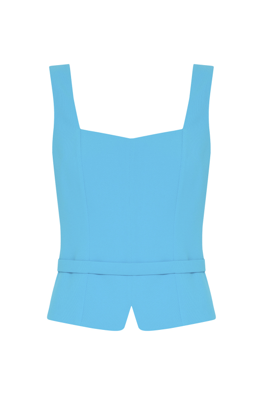 Bele Oturan Kalın Askılı Büstiyer Mavi - 5