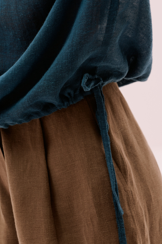 Beli Bağlama Detaylı Bluz Lacivert - 3