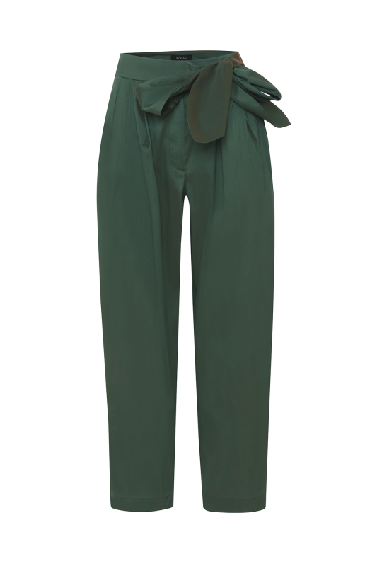 Beli Bağlama Detaylı Tafta Havuç Pantolon Yeşil - 5