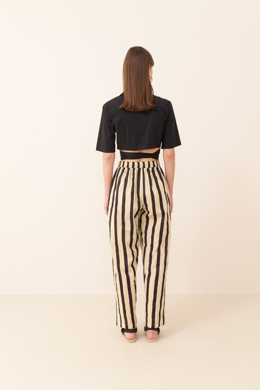 Tie Waist Striped Carrot Trousers Original - Roman (1)