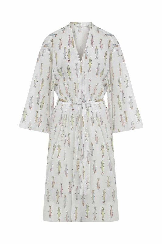 Beli Kuşaklı Desenli Kimono Standart Renk - 4
